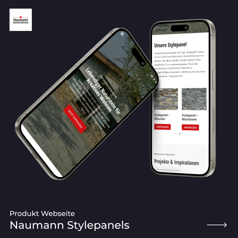 Ein Webdesign Beispiel, zeigt Natursteine Naumann